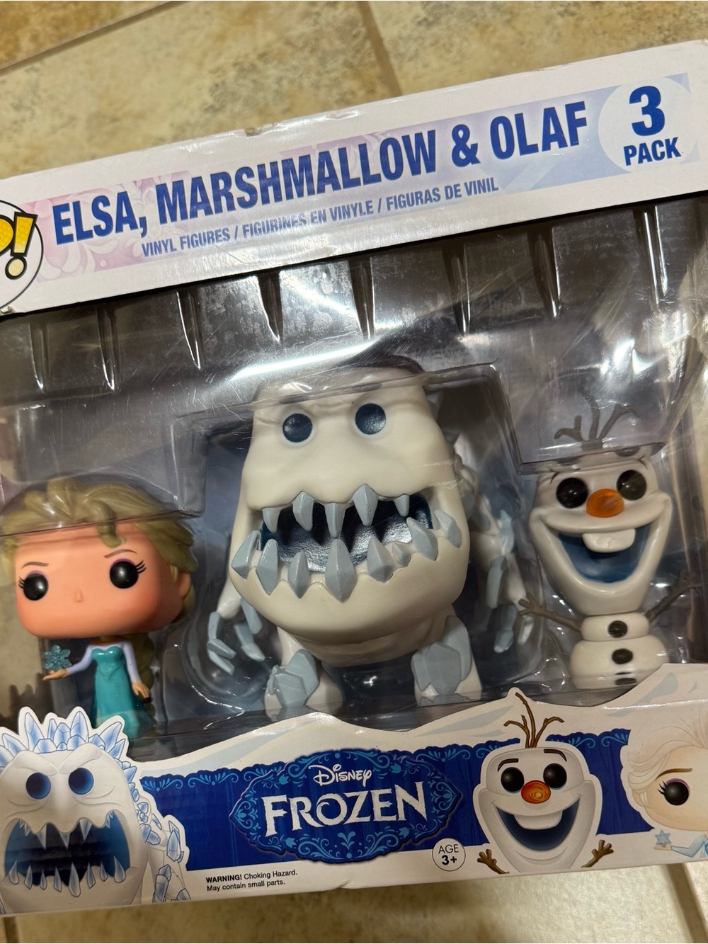 Funko Frozen 3-Pack Elsa, Marshmallow & Olaf Vinyl Figures - White, Blue, Orange